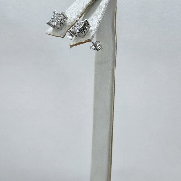 Brand New Sterling Silver 925 Square Cz Earrings - Picture 2 of 9